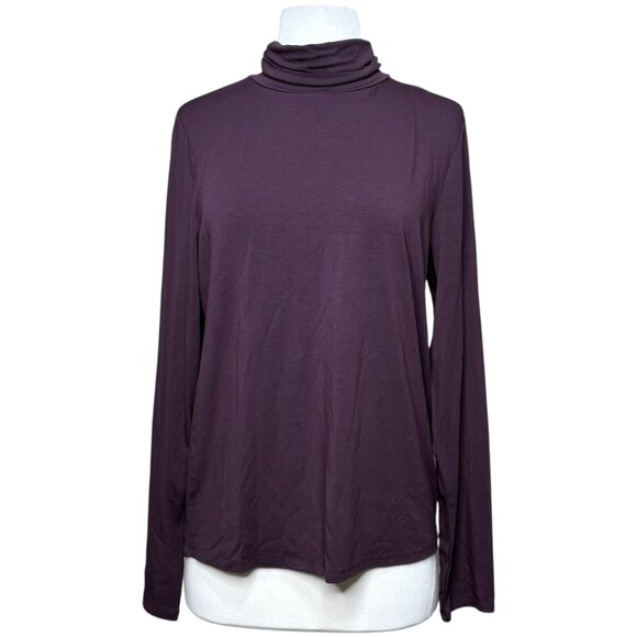 Eileen Fisher Turtleneck Solid Dark Purple Size Medium Tencel - Picture 1 of 6